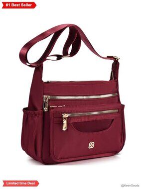 Waterproof Nylon Crossbody Messenger Bag Lightweight Travel Purse Multiple